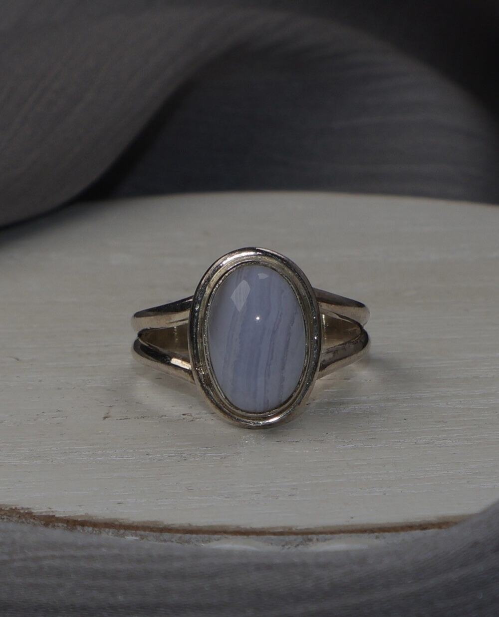Vintage Sterling Silver Blue Lace Agate Ring 4G / Sz 8